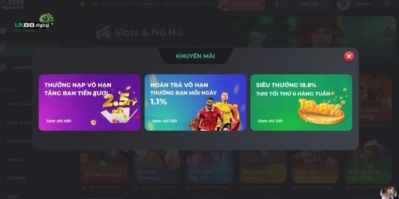 khuyen mai uk88 2 Khuyến Mãi UK88: Top Ưu Đãi Hấp Dẫn Dành Cho Thành Viên Mới